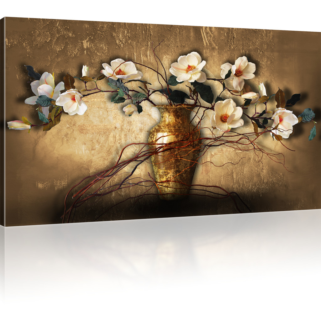 Bilder Magnolien in der Vase Leinwandbild Blumen Wandbilder auf Leinwand