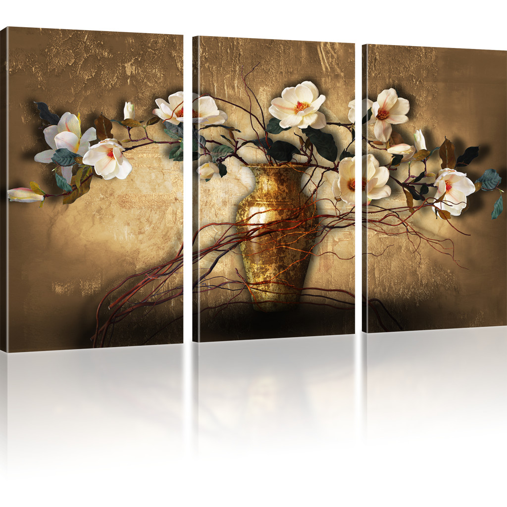 Bilder Magnolien in der Vase Leinwandbild Blumen Wandbilder auf Leinwand 